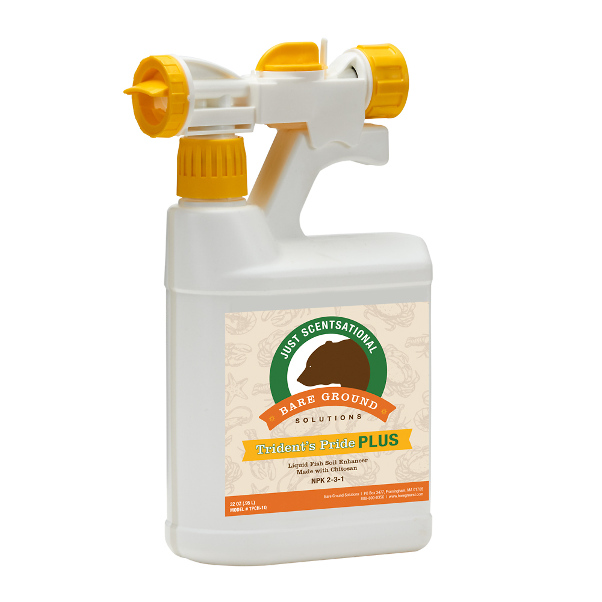 Just Scentsational, Fish Fertilizer w Brown Algae Extract and Chitosan, Max. Coverage Area 32000 ft², Capacity 2.6 lb, Model# TPCH-1QHES
